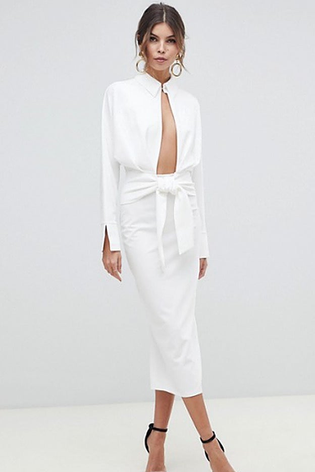 El vestido blanco con falda de tubo de Asos que lleva Mery Turiel.