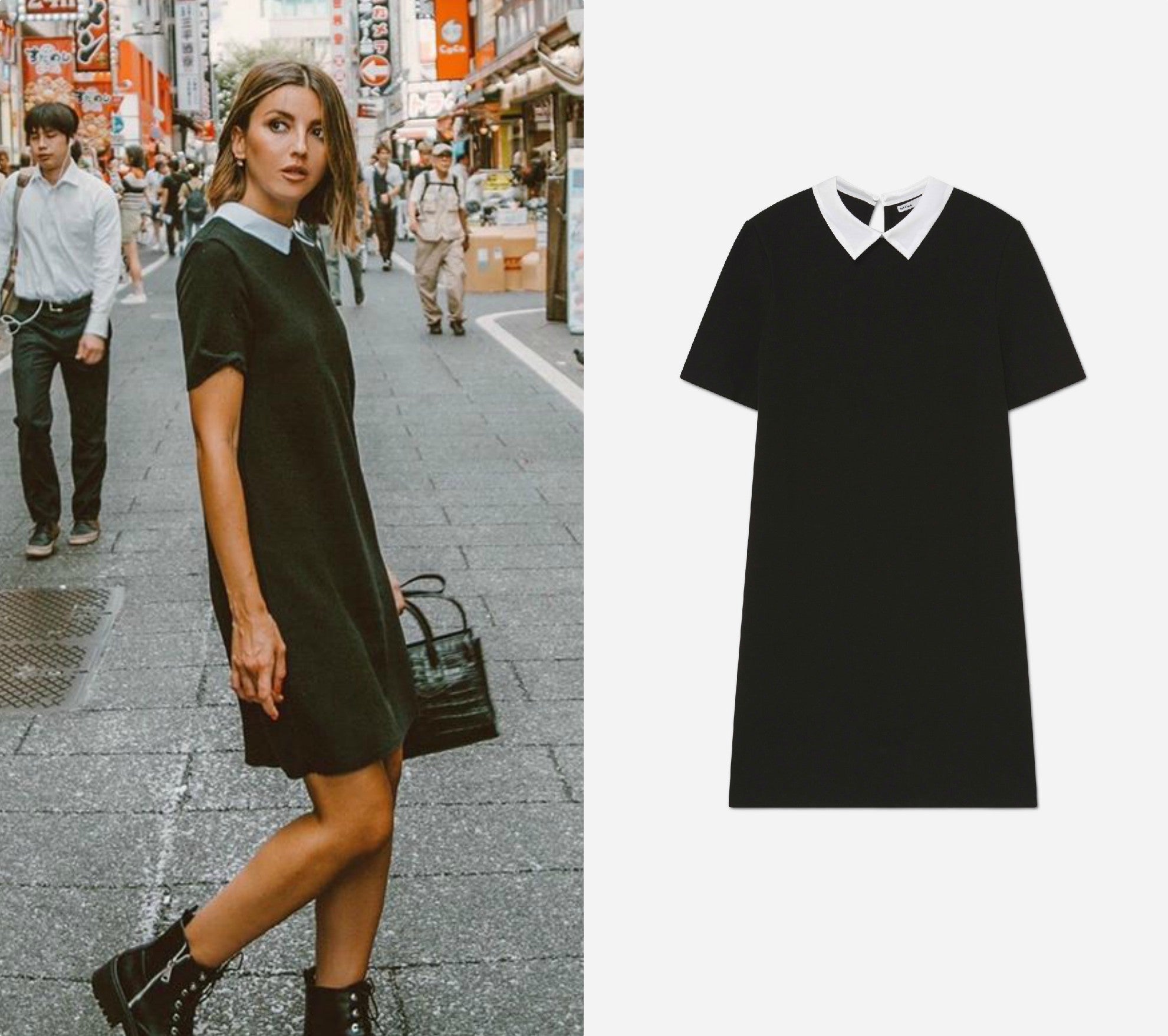 Nos encanta un LBD y ya si es el low cost del low cost y sienta así de bien, nos lo quedamos. Es de Lefties y cuesta 12,99 euros. Copia la combinación de Alexandra Pereira con botas moteras. ¡Estilazo asegurado!