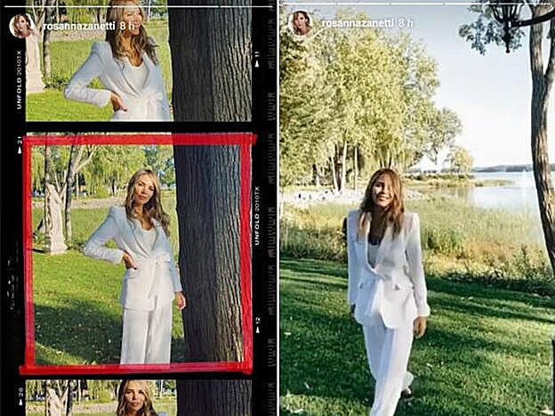 Rosanna Zanetti ha compartido en sus stories de Instagram este look total white con blazer.