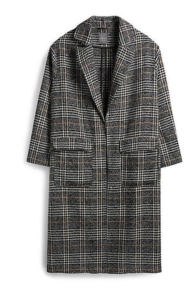 Abrigo de cuadros gris de Primark (35 euros).