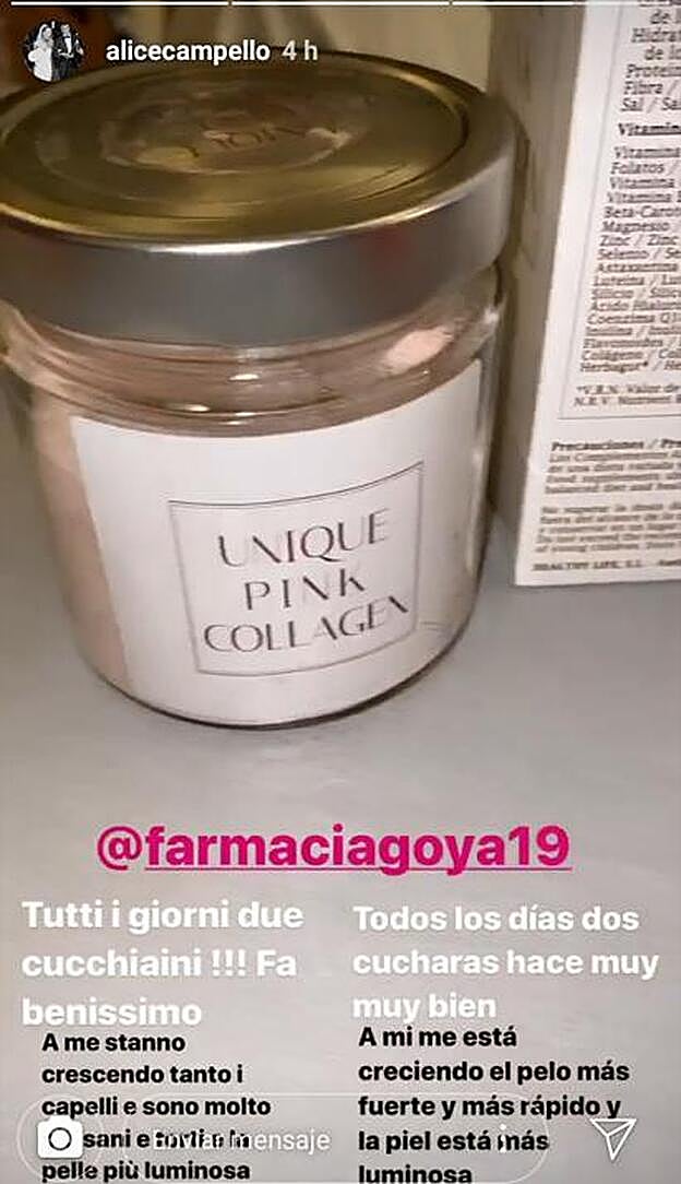 Alice Campello ha desvelado su truco beauty para acelerar el crecimiento del cabello, en uno de sus stories recientes de Instagram.