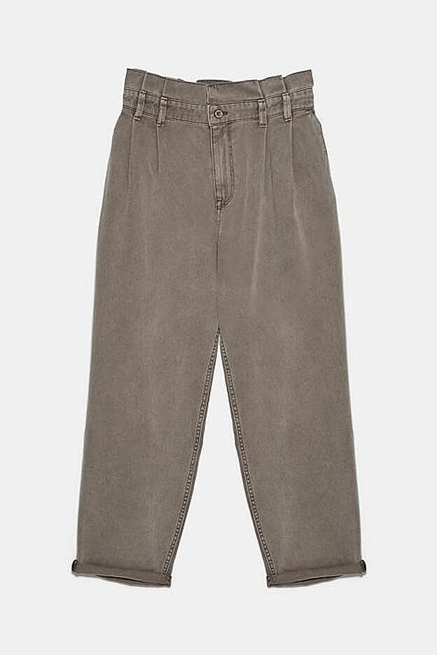 Pantalón baggy cintura paperbag.