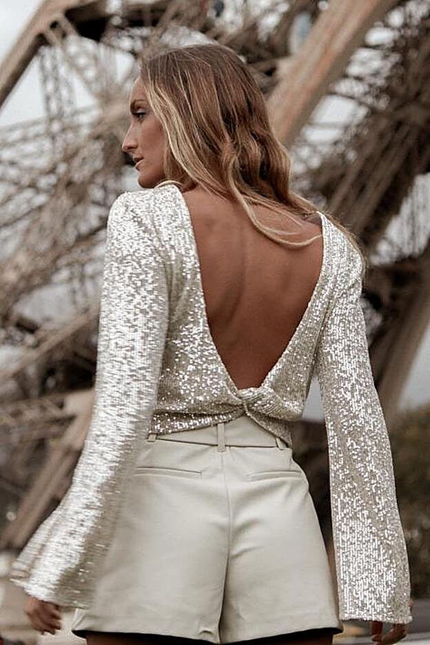 Este es el top de lentejuelas que ha llevado Mery Turiel.