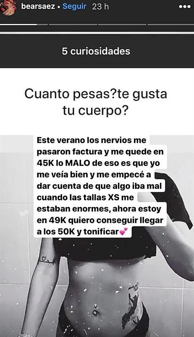 Así se sinceraba en sus 'stories' Bea, de 'GH 17'.