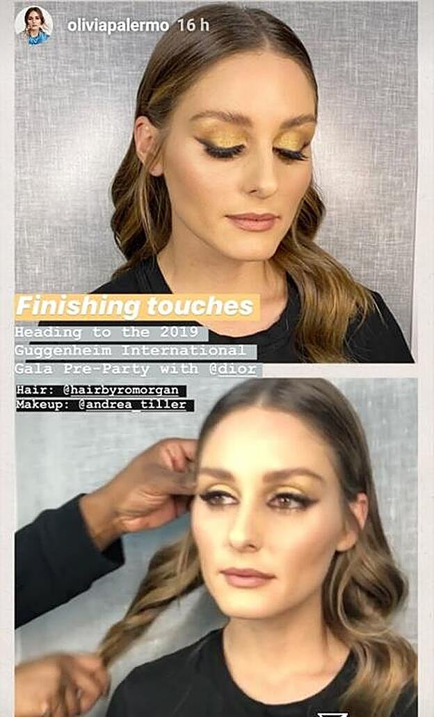 Olivia Palermo ha compartido este maquillaje en tonos dorados en uno de sus recientes Instagram stories.