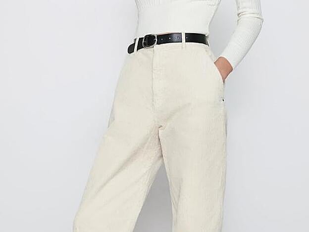 Slouchy en pana blanco de Zara