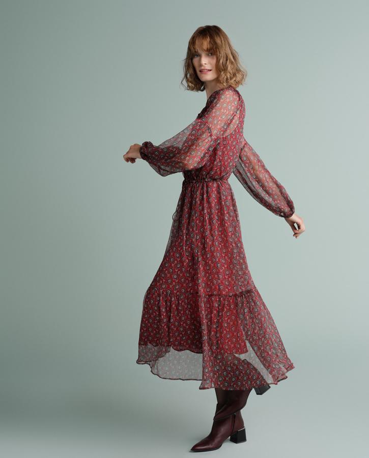 Vestido de inspiración boho en gasa estampada de Tintoretto, rebajado en el Cyber Monday de El Corte Inglés de 89.99 a 53.99 euros.