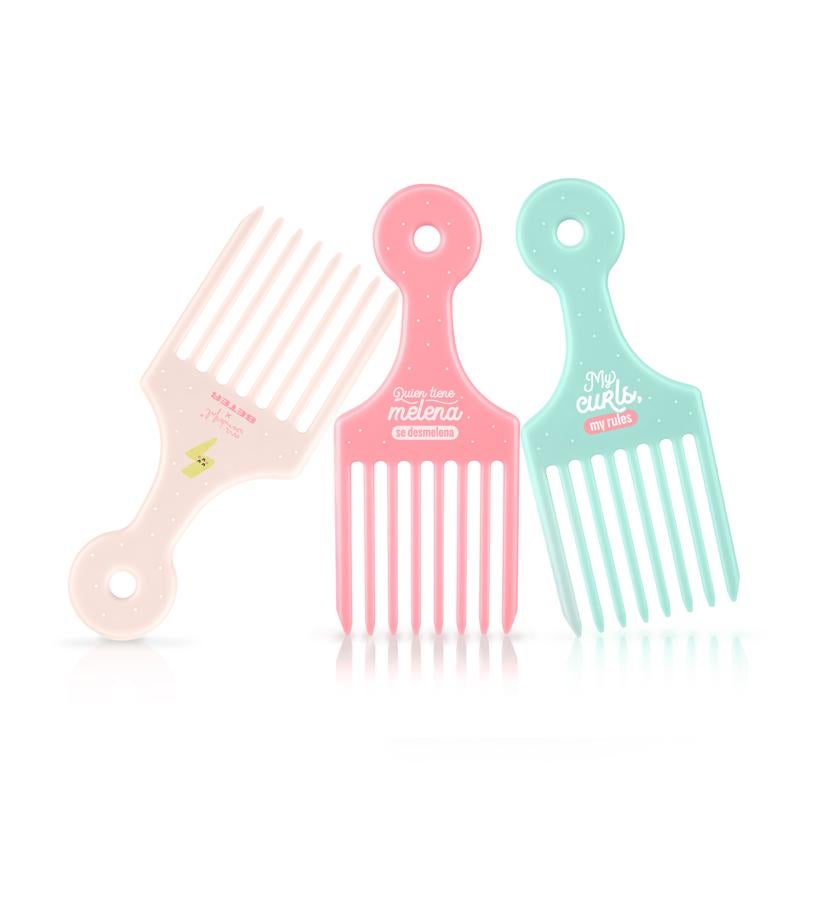 Peines de púas anchas, especiales para pelo rizado, que desenredan y aportan volumen (2,50 €/u).