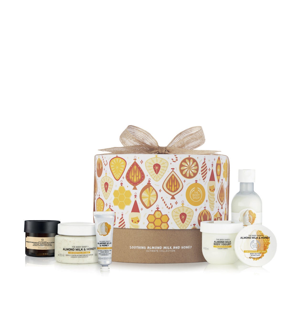 A todo el mundo le hace ilusión desenvolver un paquete de regalo, así que imagínate descubrir todo un pack. Esta caja contiene los icónicos productos de cuerpo de la marca, una línea elaborada con materias primas procedentes del comercio justo.  Almond Milkhoney Ultimate Collection de The Body Shop  (55 €).
