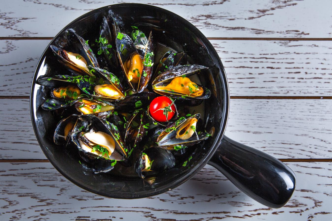 Los mejillones tienen 72 Kcal.
