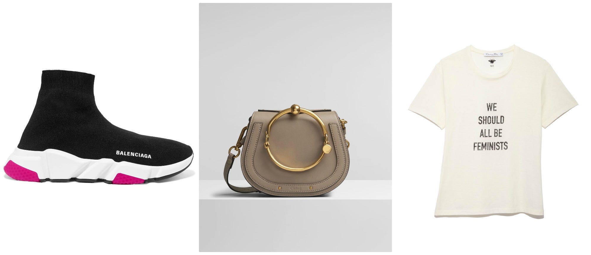 El 2017 supuso el renacimiento del 'athleissure', y fue en parte gracias a las zapatillas-calcetín Speed de Balenciaga. El Nile de Chloé fue el más deseado del año, y la moda enarboló la bandera feminista con su camiseta viral: "We should all be feminist".