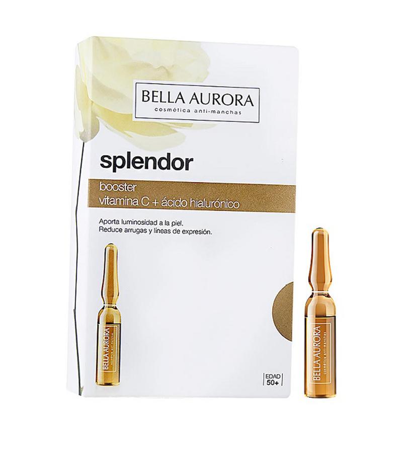 Estas ampollas contienen vitamina C y ácido hialurónico para iluminar, redensificar e hidratar la piel del rostro desde su interior. Además, gracias a su alto poder antioxidante protegen la piel de los radicales libres. También tienen una acción tensora que alisa, reduce y mitiga las líneas de expresión y los signos de fatiga. (12,90 €/ 5 u).