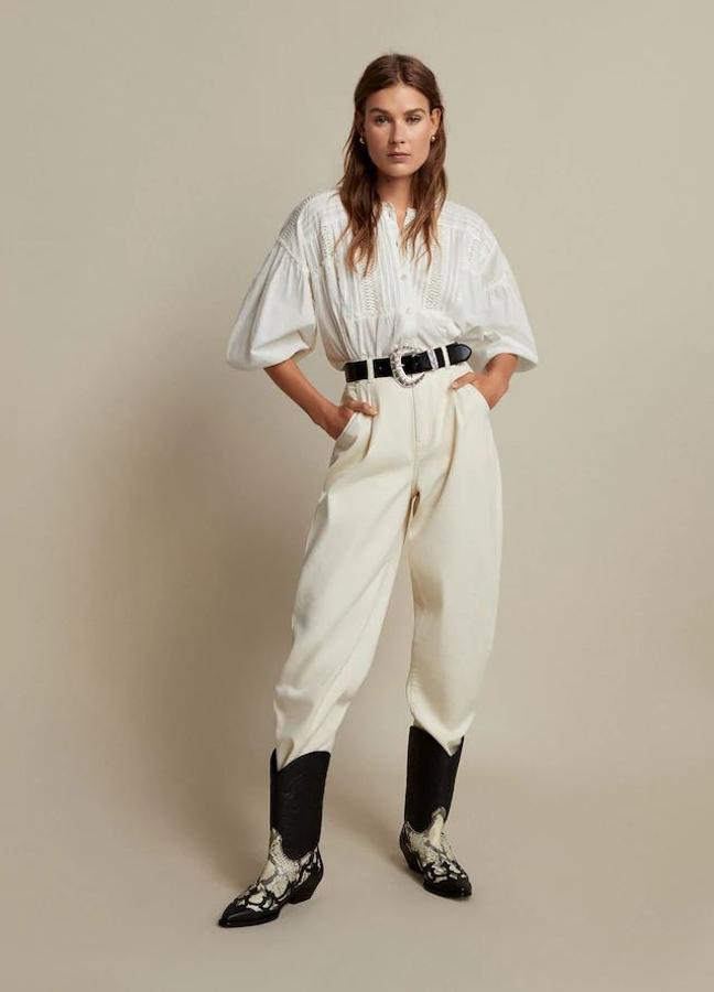 Botas cowboy negras de piel rebajado de 109,99 euros a 69,99 euros.