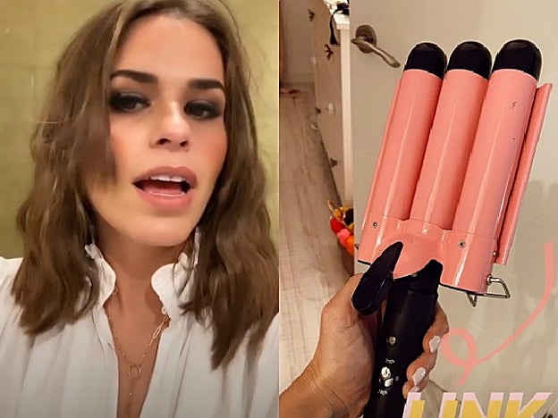 Jessie Chanes muestra las tenacillas que ha utilizado para hacer sus ondas.