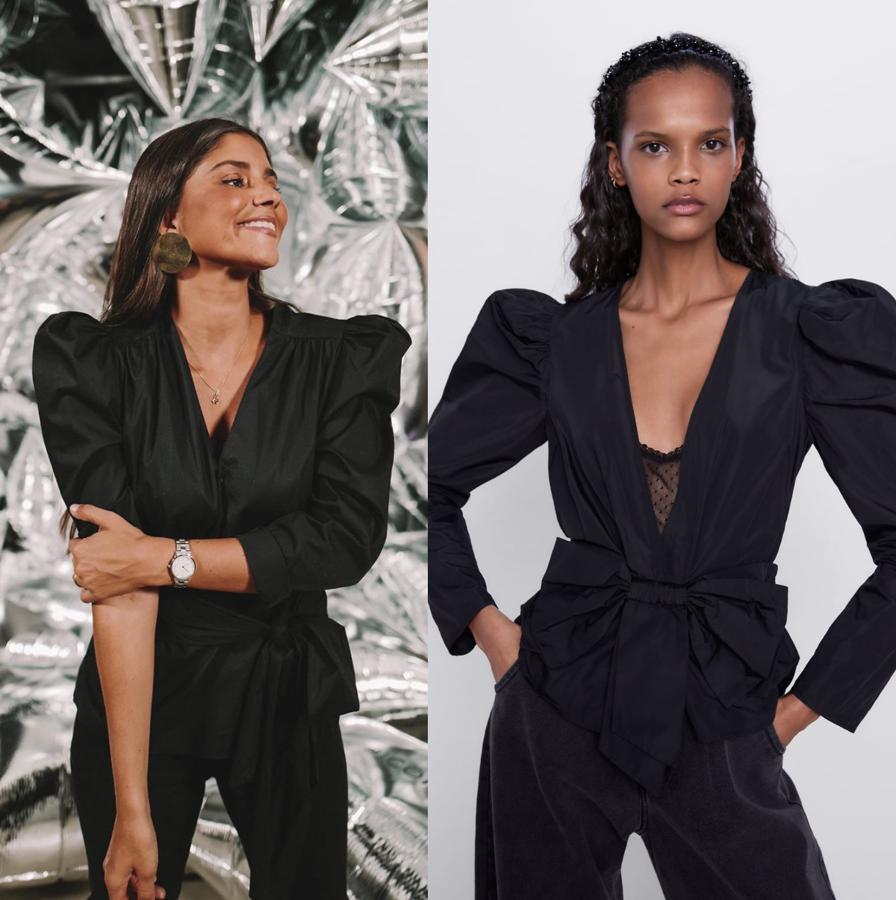 Este top de mangas abullonadas y lazo que ha llevado María García de Jaime se agotó al poco tiempo de que Zara lo sacara a la venta. Ahora tiene descuento y está a 17,99 euros.