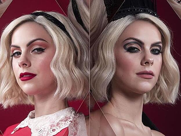 Sophie Hannah, la modelo de la campaña, en dos versiones beauty