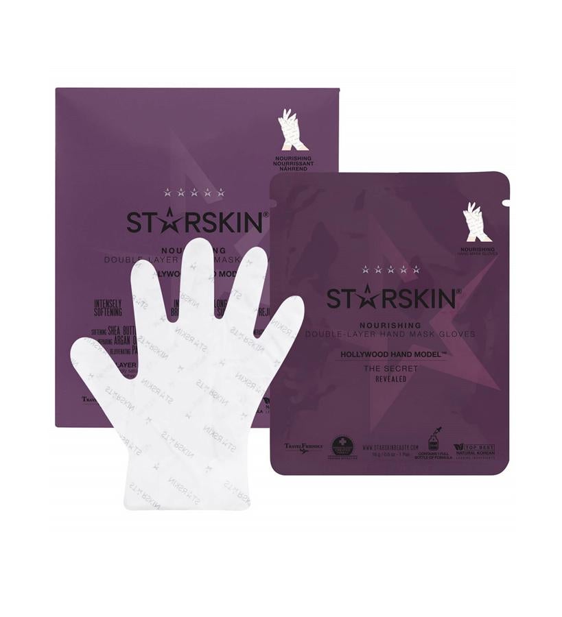 Estos guantes patentados están enriquecidos con suavizante manteca de karité y una mezcla de 16 extractos y aceites de origen vegetal para cubrir las manos con un potente sérum que las dejará más hidratadas y visiblemente tersas. Una mezcla única de bayas de Goji, nuez de macadamia y aceite de oliva nutren intensamente, mientras las raíces de regaliz y peonía actúan en conjunto para curar e iluminar visiblemente las manos. (10,45 €).