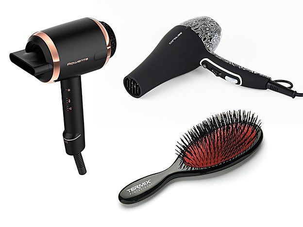 Ultimate Experience de Rowenta (299,99 €). Flow Zebra Black de Corioliss (89 €). Cepillo de nylon de Termix (9,99 €).