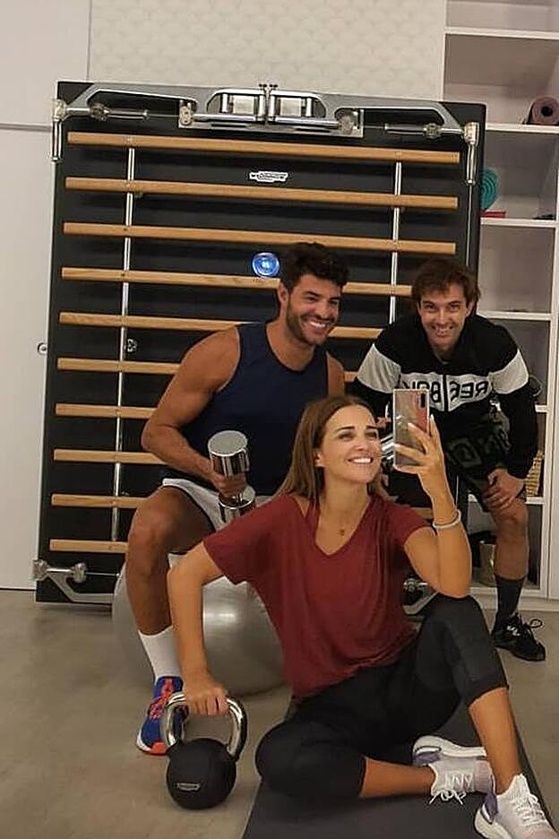 Paula, Miguel e Iñaki García durante uno de los entrenamientos.