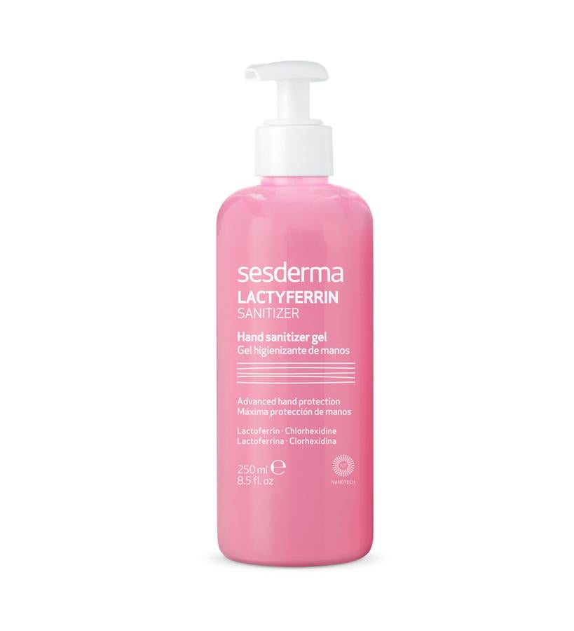 Su tripe acción proporciona sistema, protección y cuidado. Es capaz de reforzar el sistema inmune y reducir el exceso de radicales libres. S anitizer Gel Higienizante de Manos Lactyferrin de Sesderma  (12,45 €).