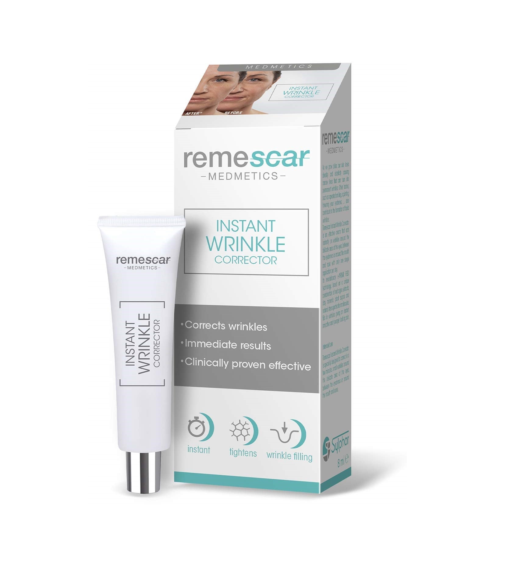 La crema  Remescar Instant Wrinkle Corrector  es un cosmético multifunción que actúa al instante en las arrugas alrededor de la delicada zona de los ojos, entre las cejas o alrededor de la boca. Es uno de los productos mejor valorados de Amazon y cuenta con más de 400 recomendaciones. (26,60 euros).