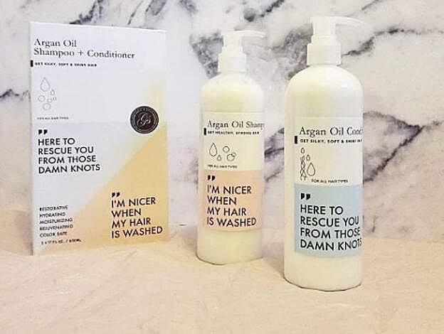 Set de Champú Argán y Acondicionador, Aceite de argán, 17,98 euros.