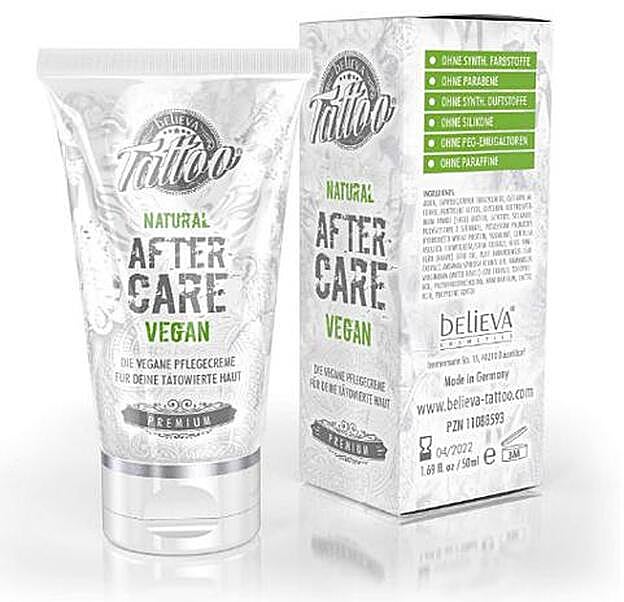 Crema Believa Tattoo vegana para el cuidado de los tatuajes, 8,90 euros.