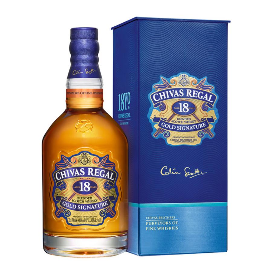 El whisky escocés Premium  Chivas 18 años  cuenta con nada menos que 85 notas de sabor. Tiene una textura atercipelada en boca, notas de chocolate negro y pinceladas de frutos secos y toffee de mantequilla. Si tu padre es un amante del whisky escocés este es uno de los mejores del mundo. (64€)