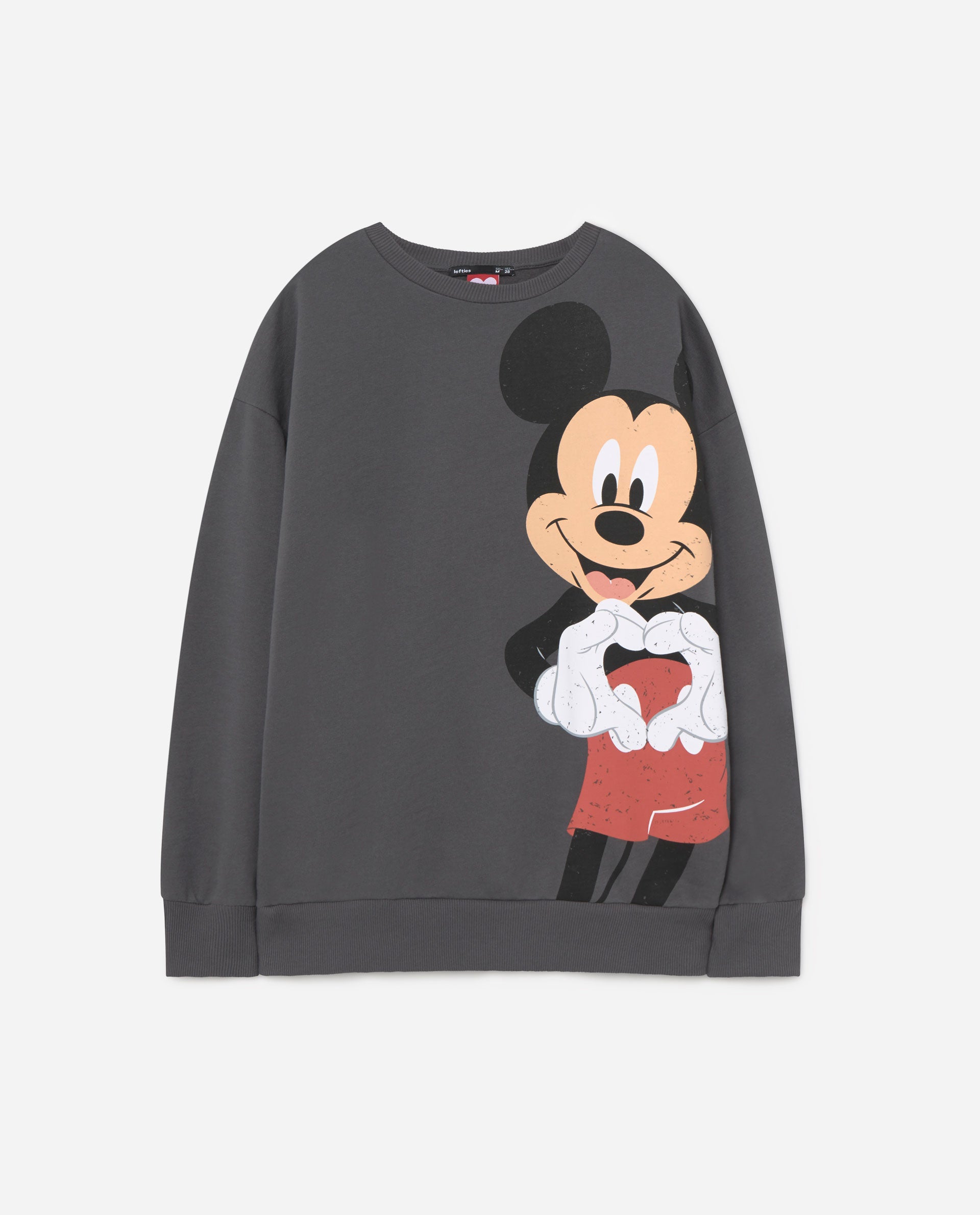 Ríndete a las sudaderas de Disney con esta de Nickey en tono gris oscuro de Lefties. (15,99 euros).