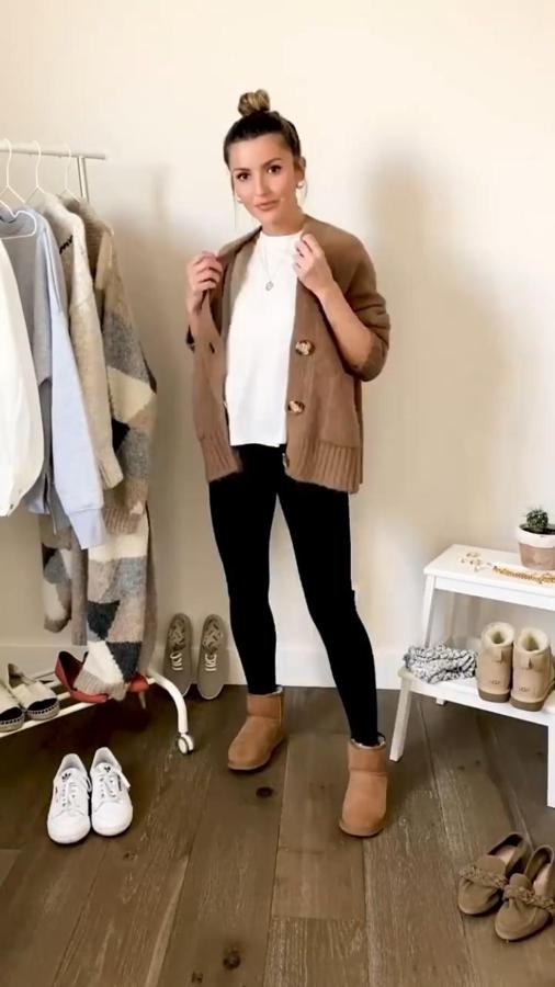 Si lo tuyo son los cárdigan en versión corta, Alexandra Pereira propone usarlo con las mismas prendas que en el look anterior.