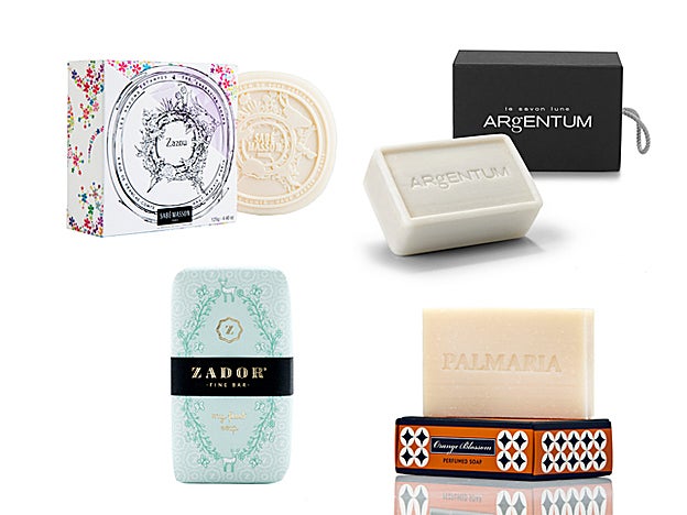 Jabón Zazou de Sabé Masson (18,90 €, en Nadia Perfumería). My First Soap de Zador (12 €, en purenichelab.com). Le Savon Lunes de Argentum (129 €). Jabón Flor de Naranjo de Palmaria (9 €).