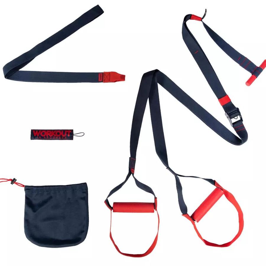 Correa de suspensión para entrenar en cualquier lugar. Con una bolsa para guardarla y transportarla te permitirá hacer toda clase de ejercicios según tu nivel. Cuesta 19,95 euros.