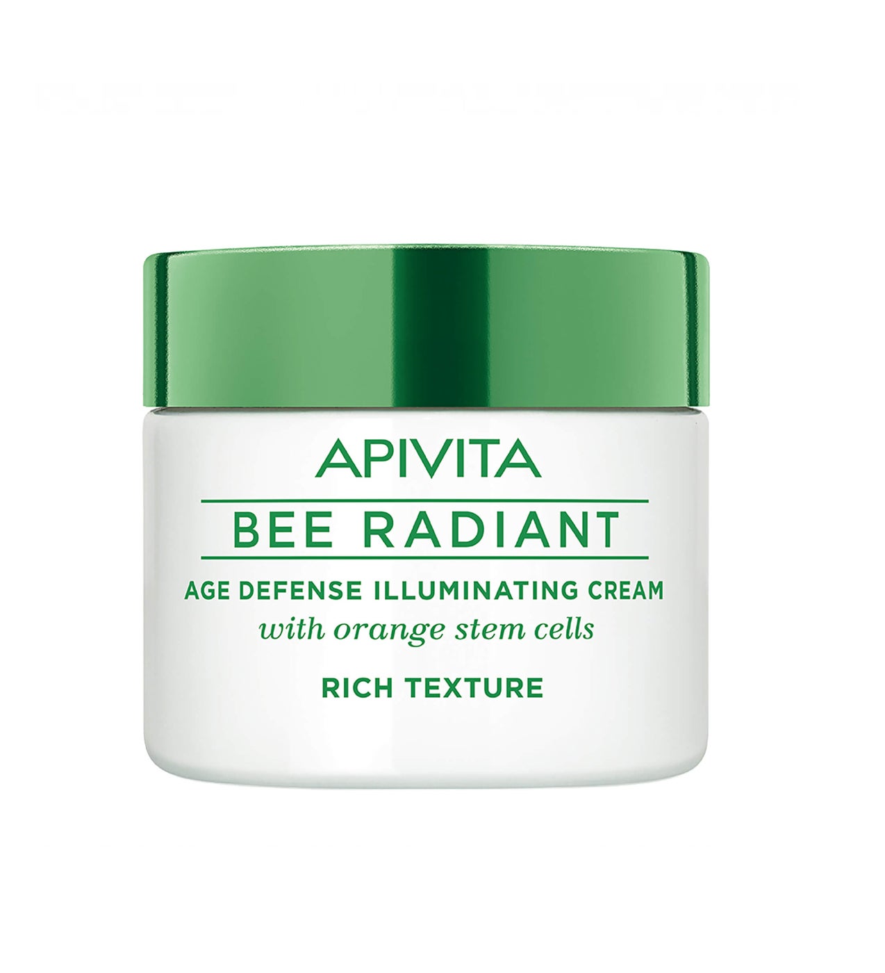 Con un 98 % de ingredientes naturales, restaura la luminosidad al combinar una acción antiedad. Su textura es ligera, es no comedogénic y en su fórmula incluye células madre de tallo de naranjo, que atenúan mejoran el micro-relieve de la piel y restauran su aspecto saludable y juvenil.  Age Defense Illuminating Cream Bee Radiant de Apivita  (34,69 €).