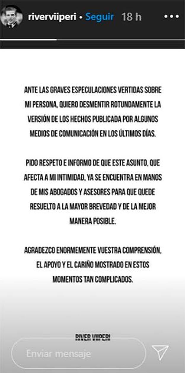 Este es el comunicado colgado en su cuenta de Instagram.