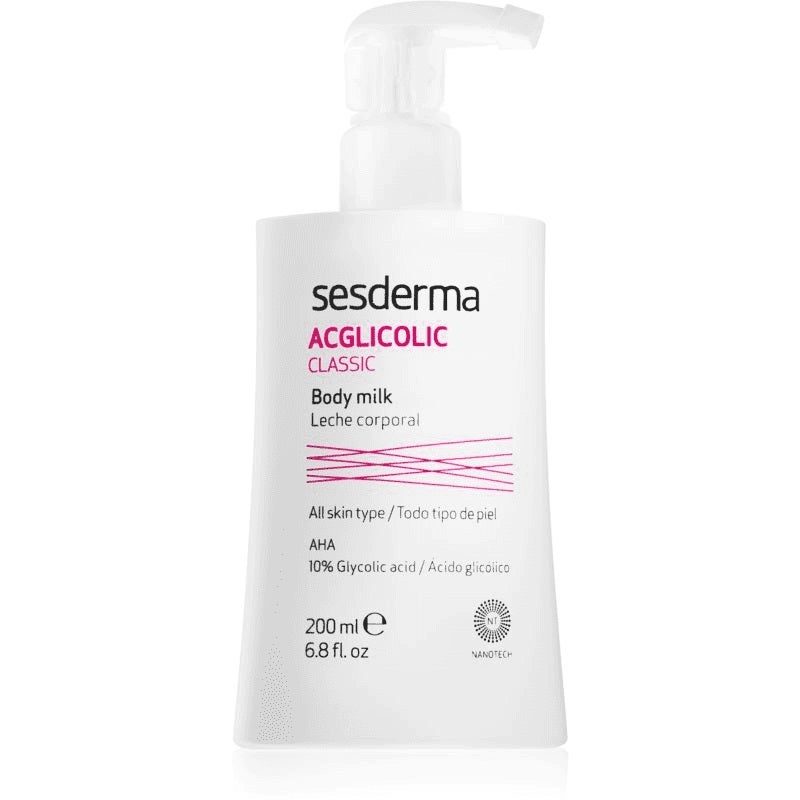 La leche corporal hidratante Acglicolic Classic de Sesderma no solo nutre, calma y suaviza la piel. También elimina manchas, arrugas y renueva las células gracias al ácido glicólico. (21,10 euros).