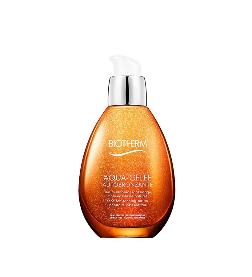 Este sérum, de textura fresca y ligera, aporta una hidratación instantánea, un tono bronceado progresivo y una piel iluminada de manera natural.  Autobronceador Gelée Auto Visage de Biotherm  (26,50 €).
