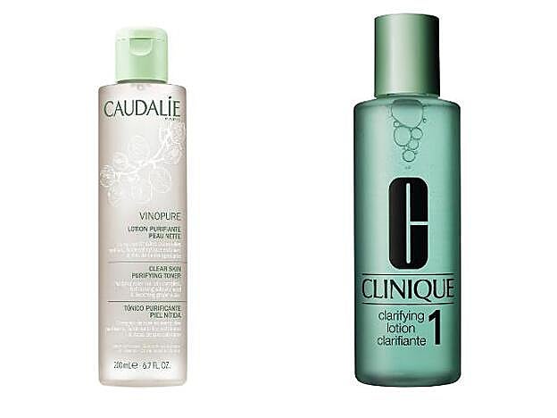 2. PURIFICAR: En pieles grasas, crean un balance cero con el exceso de sebo. Y lo hacen sin irritar el rostro. -Caudalie Tónico Purificante Piel Nítida (16,80 €). -Clinique Loción Clarificante con efecto exfoliante (39 €).