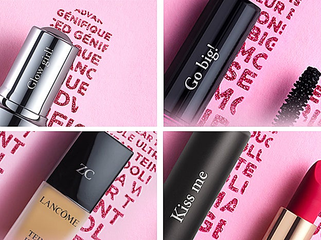 Ejemplos de algunos d elos productos que se pueden personalizar en la web de Lancôme.