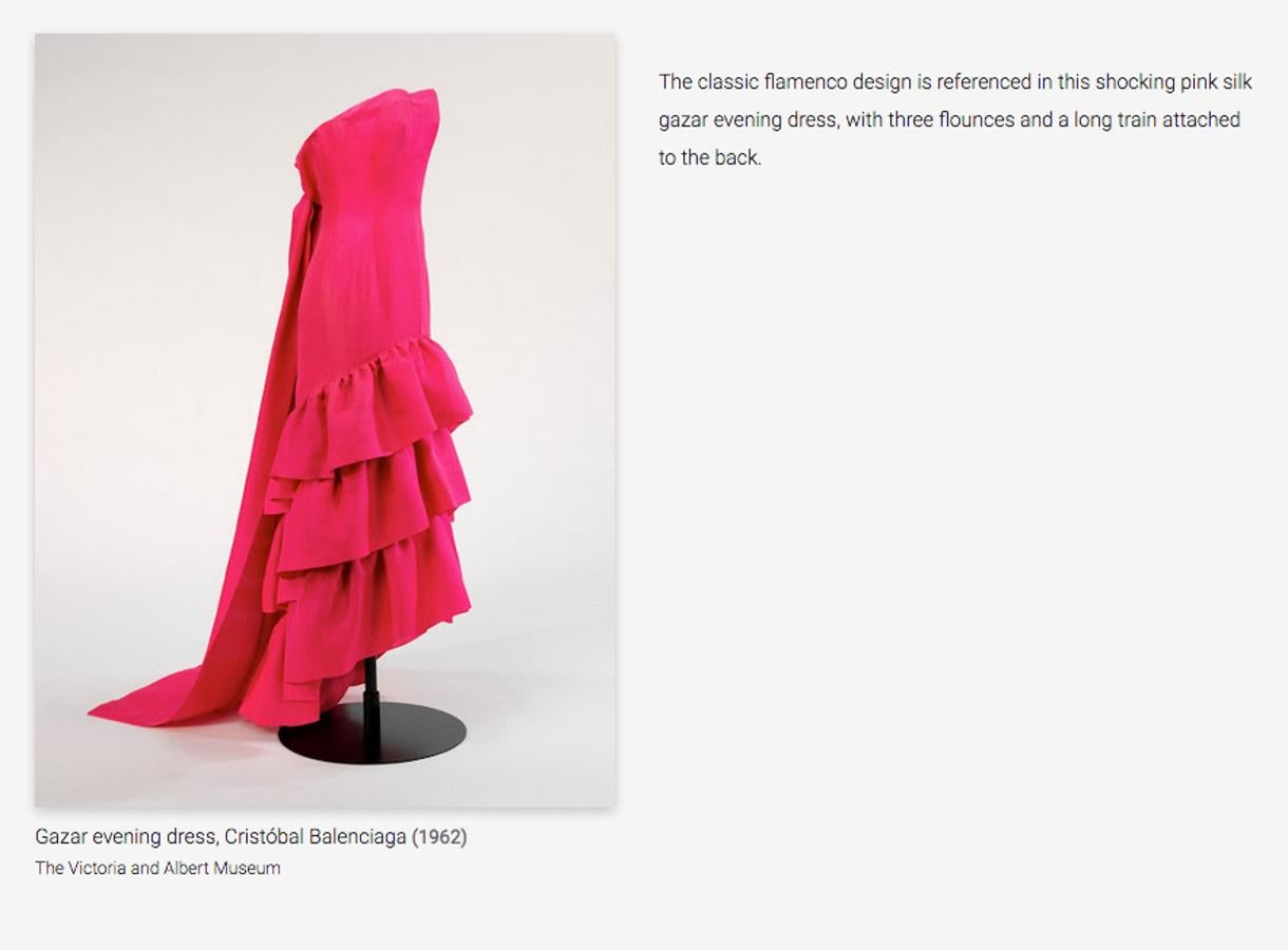 Otro de los museos más reputados en el mundo del diseño y la moda en el mundo, el Victoria and Albert Museum de Londres, también cuentan con una gran variedad de exposiciones en la plataforma. Pero, sin duda, una de nuestras favoritas es la muestra dedicada al modisto vasco Balenciaga, en la que podemos encontrar las pautas que siguió para revoluciona la silueta y la moda femenina.