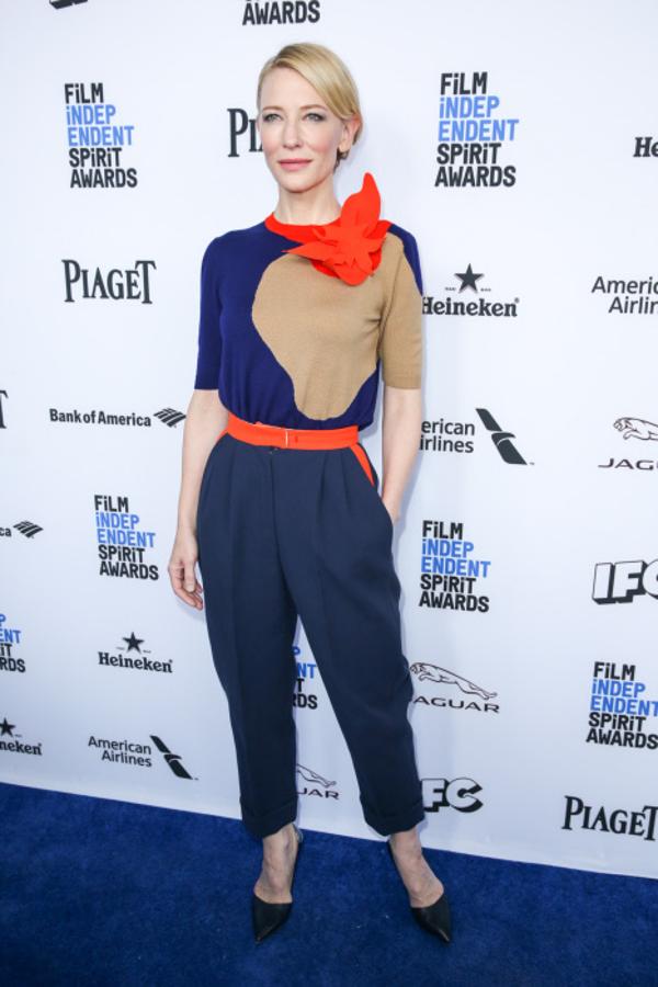 En Los Angeles, durante la presentación de los nominados a los Spirit Awards de 2016 con un conjunto de Delpozo.