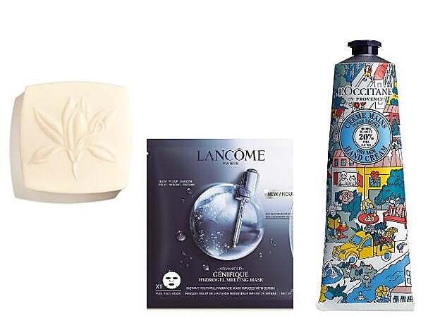 1. Chanel Sublimage Le Savon de Soin (95 €). 2. Lancôme Advanced Génifique Mascarilla Fundente Hidrogel Efecto Flash (15 €). 3. L’Occitane Crema De Manos Karité Clásico Edición Limitada (23 €).