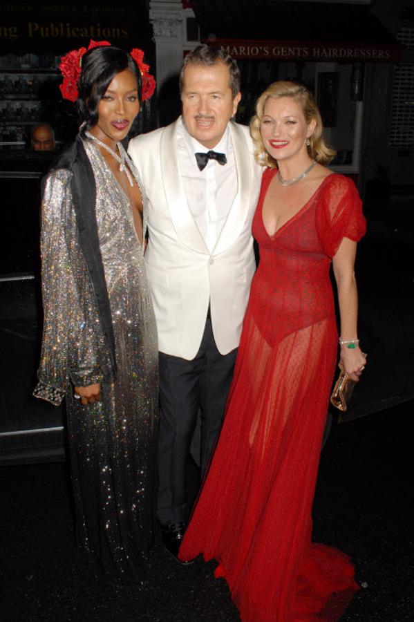 Con Mario Testino y Kate Moss en la fiesta de 60 cumpleaños del fotógrafo.