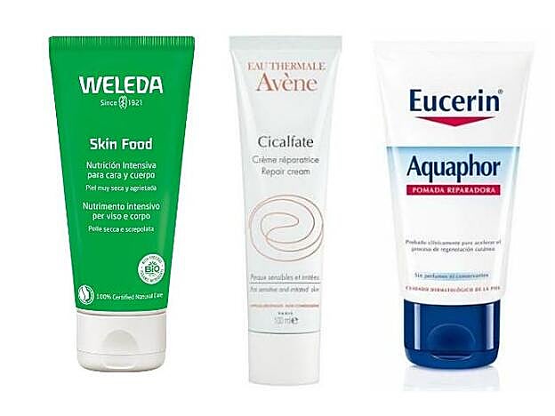 1. Weleda Skin Food. 2. Cicalfate Crema Reparadora de Avène. 3. Aquaphor de Eucerin.