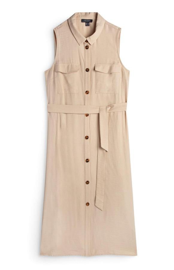 Vestido camisero sin mangas, de inspiración safari, de Primark (17 euros).