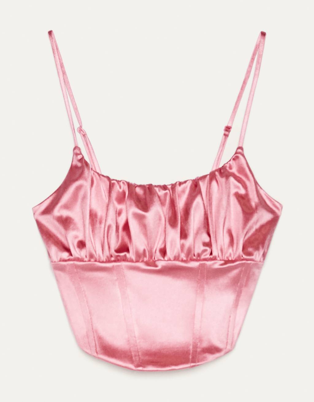 Top corset satinado rosa de la nueva colección de Bershka. (15,99 euros).
