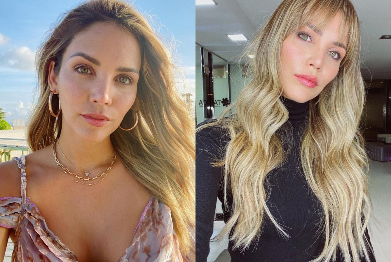 La modelo probó con un cambio de look con flequillo desfilado y largo pero manteniendo el rubio.