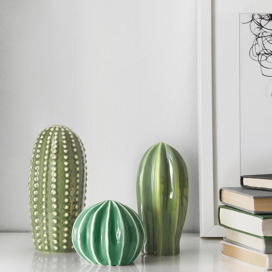 Estos tres cactus de cerámica, con medidas desde los 18 a los 9 centímetros de altura, son de Ikea y tienen un precio de 15 euros el juego.