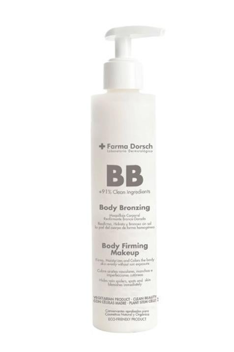 Tiene fórmula vegana y su textura fluida y ligera se extiende fácilmente dejando un bronceado natural que corrige y difumina sin esfuerzos pequeñas imperfecciones de la piel.  Body Bronzing de Farma Dorsch  (27,20 euros en Amazon).