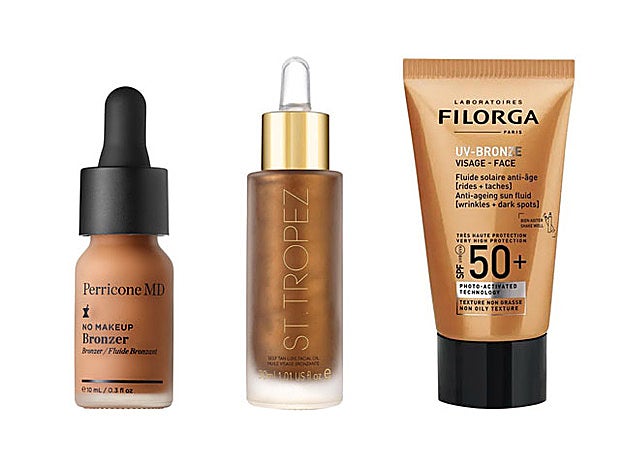 No Makeup Bronzer de Perricone MD (35 €). Aceite Bronceador Facial Self Tan St. Tropez (34 €). Uv-Bronze Rostro de Filorga (24,95 €).
