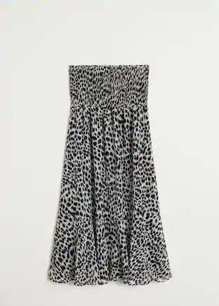 Falda midi de leopardo en tonos grisáceos de la nueva colección de Mango. ¡Un must! (39,99 euros).